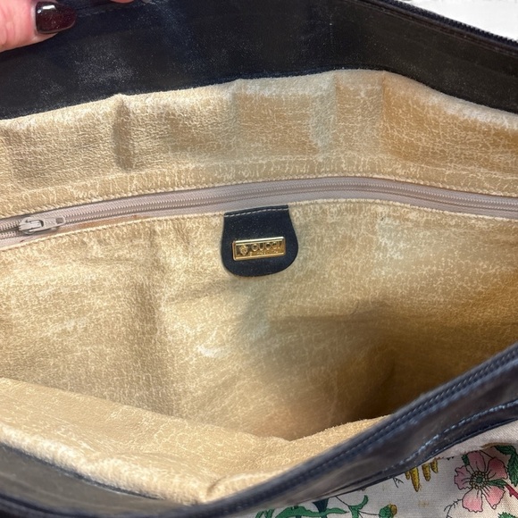 🌸 Gucci Large Flora Vintage Canvas Tote Bag Blue Leather Trim Floral Print - Picture 12 of 12